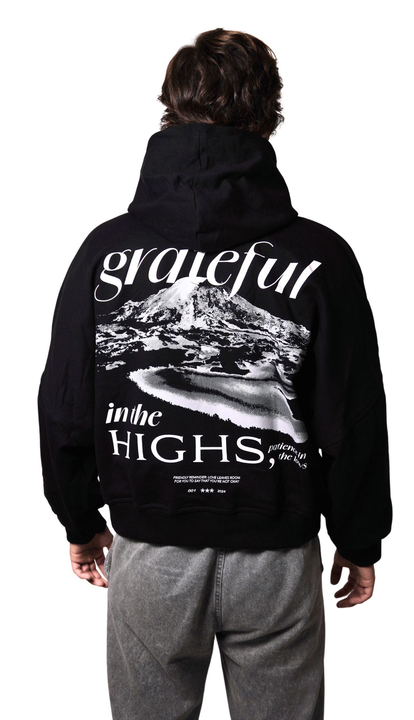 Hoodie Boxy Fit Highs & Lows Negro