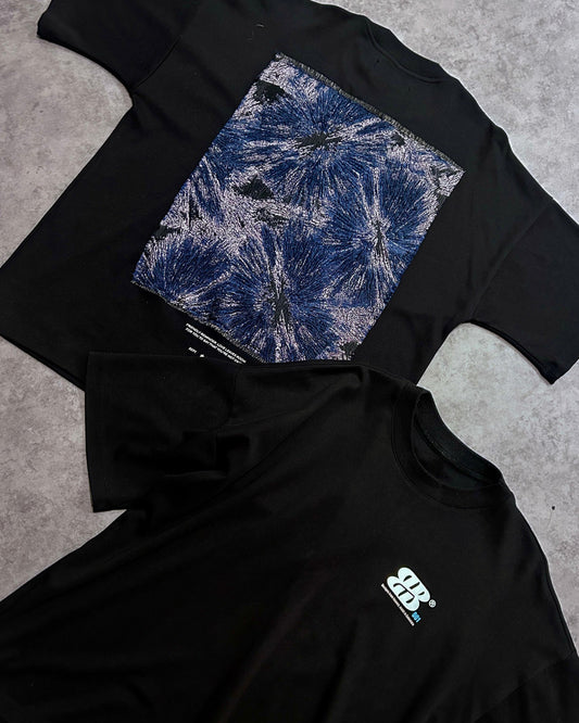 Camiseta Oversized Negra Blue Patch