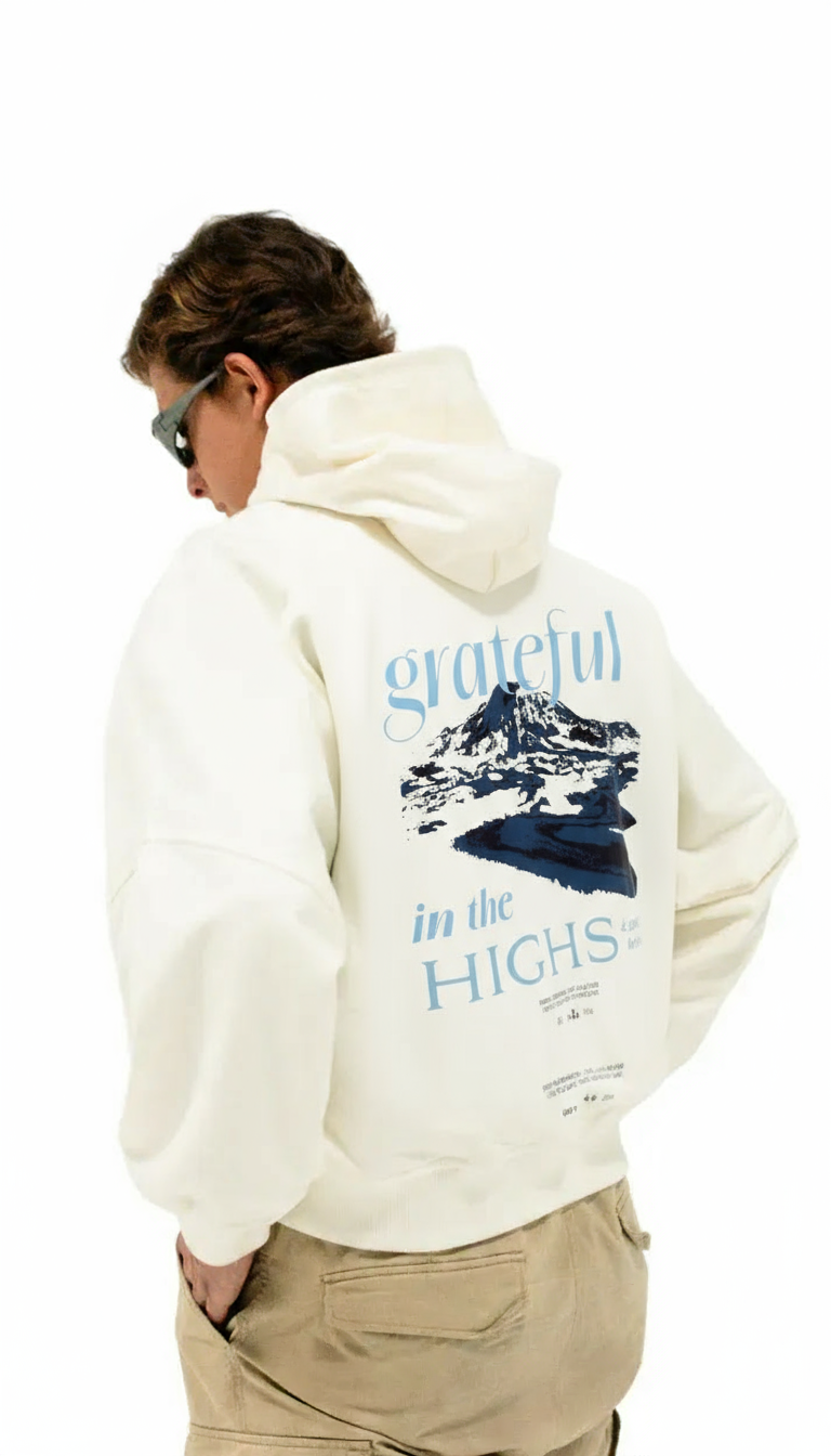 *NEW* Hoodie Boxy Fit Grateful Crema